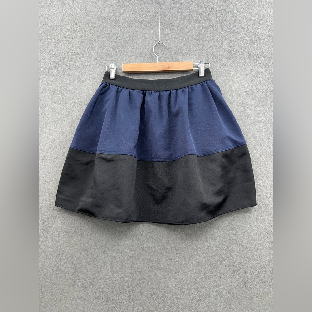 Express Women's Size 6 A Line Mini Skirt Two Tone Black And Blue Lined Zip Waist